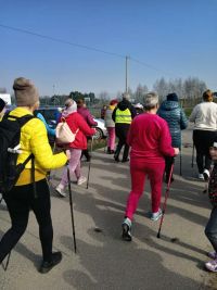 Kobiety z KGW Rudki uczestniczyły w biegu idąc z kijkami nordic walking
